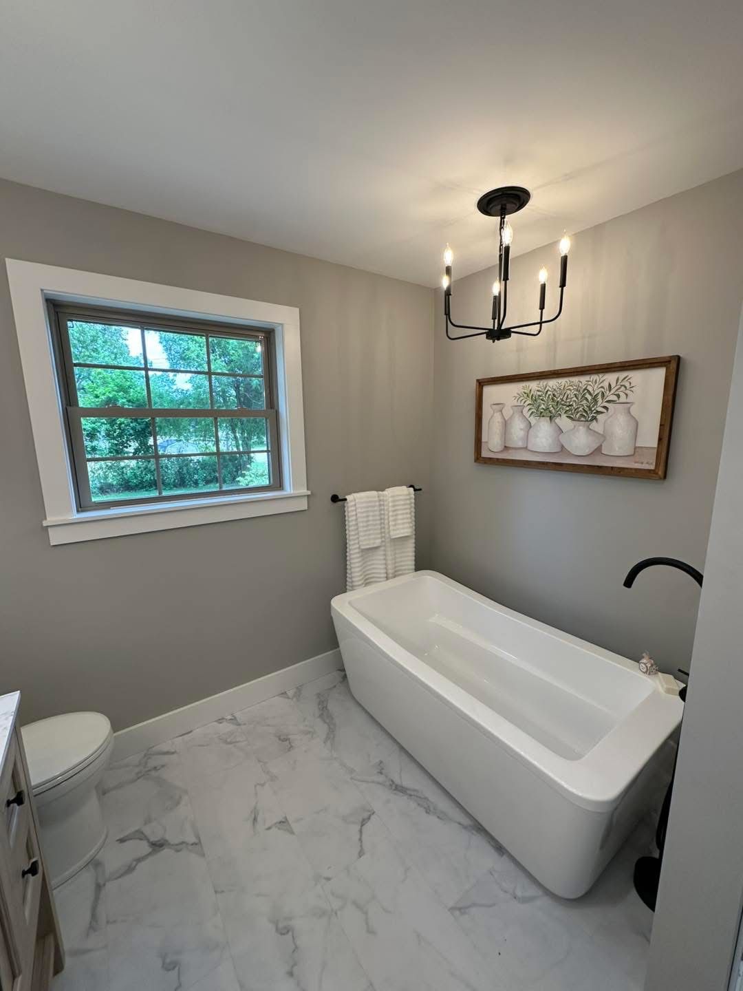 Bathroom with freestanding tub
