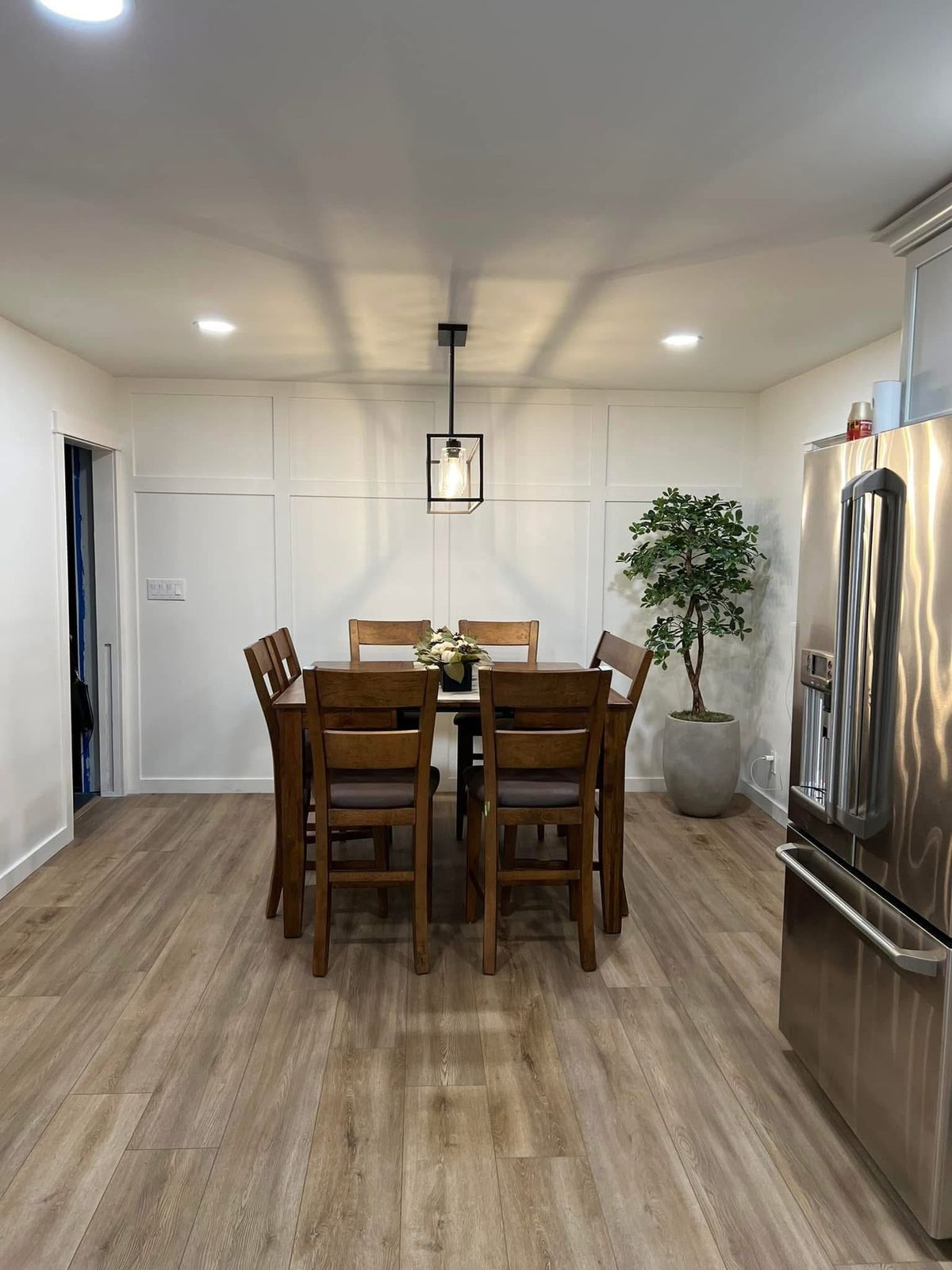 Dining room with board-and-batten wall